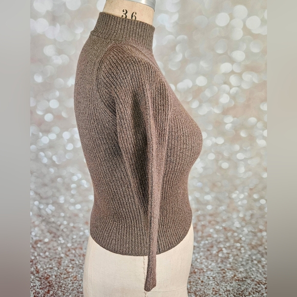 Doncaster Brown Heather Mock Turtleneck Sweater XL Vintage - Picture 2 of 6